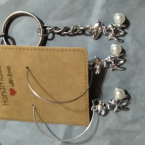 Handmade Reindeer W/ Pearl Hoop Earrings - Picture 8 of 8